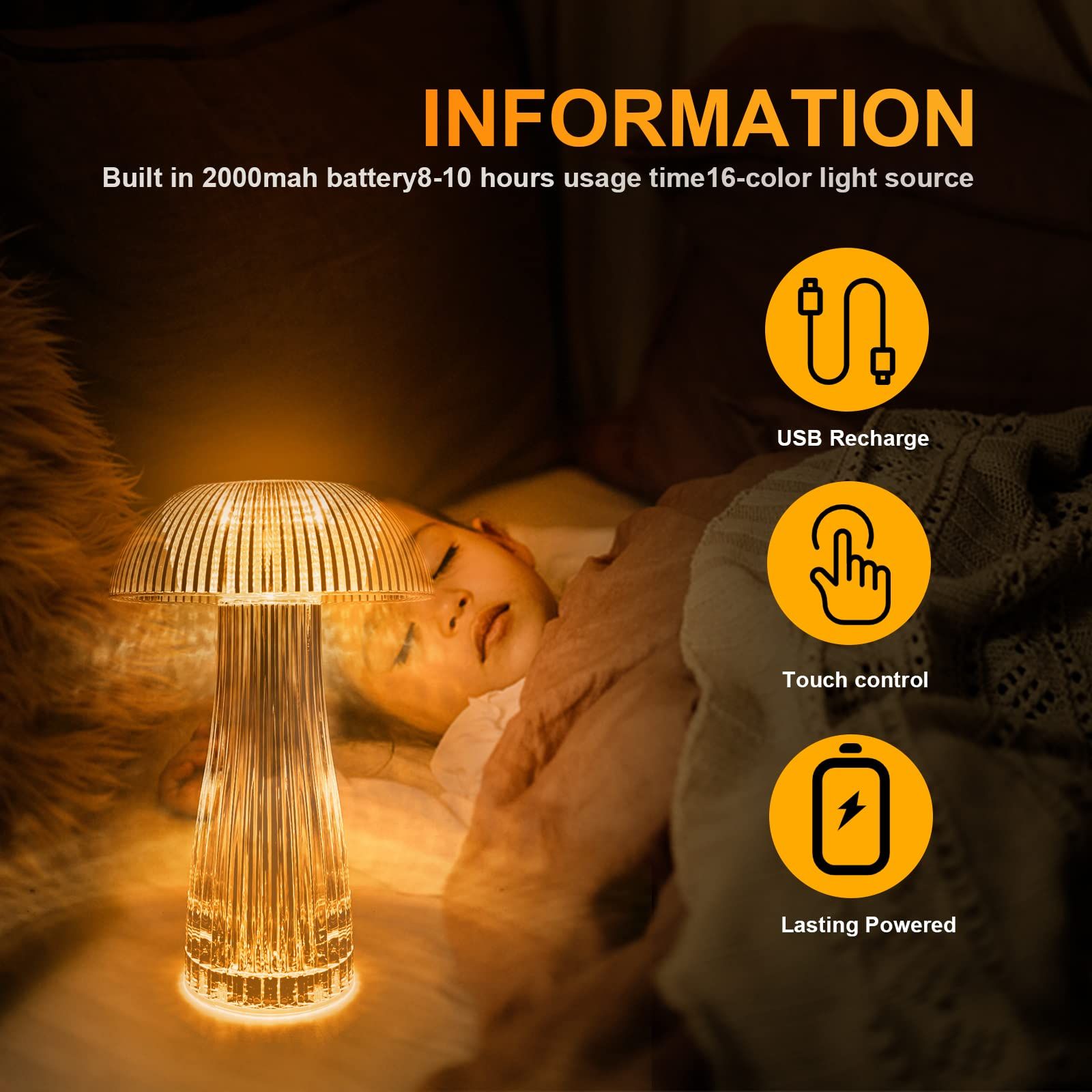 Rechargeable Mushroom Shadow Table Lamp view 2