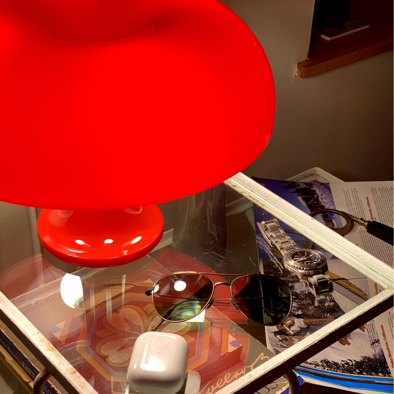 Red Mushroom Lamp for Room Aesthetic Modern Lighting for Bedroom Mid Century lamp view 3