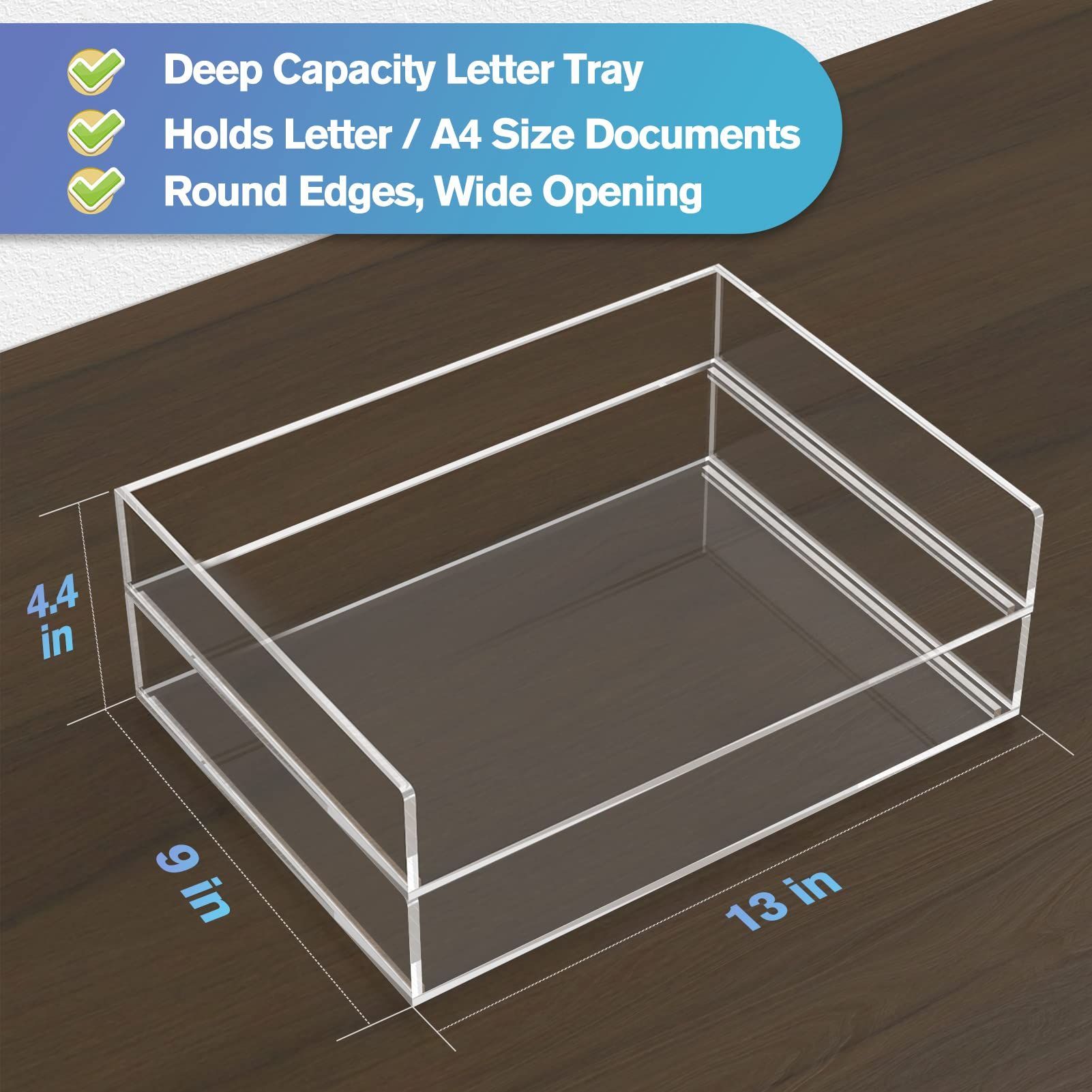 Acrylic Letter Tray Paper Organizer Tray Acrylic Desk Organizer Clear File view 4