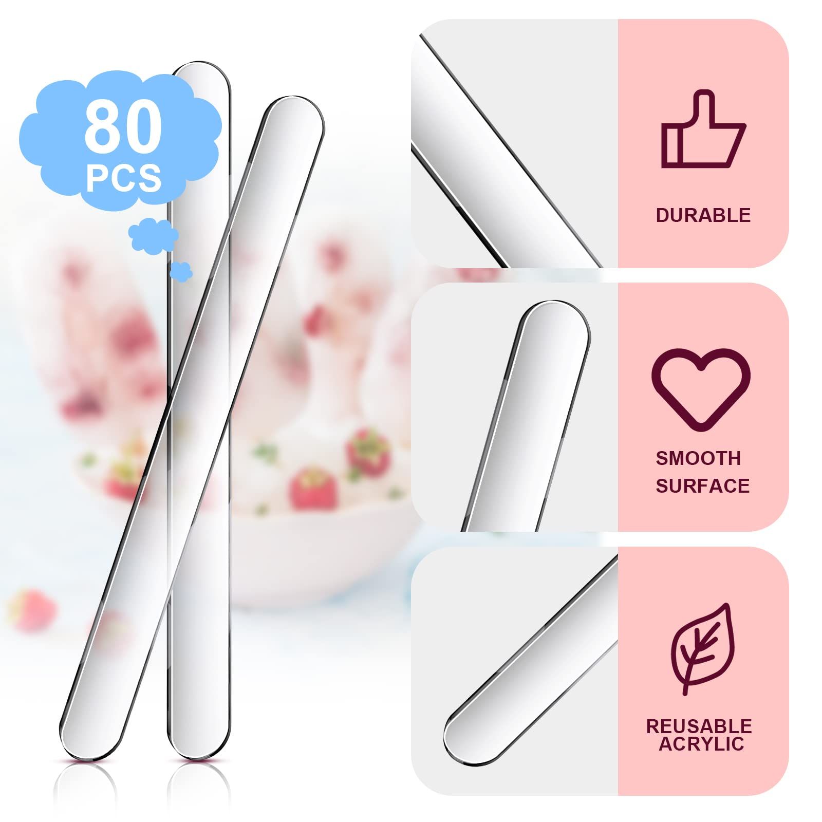 80 Pcs Acrylic Cake Sticks 4.5 Inch Reusable Ice Cream Sticks Mirror Ice Cream view 3