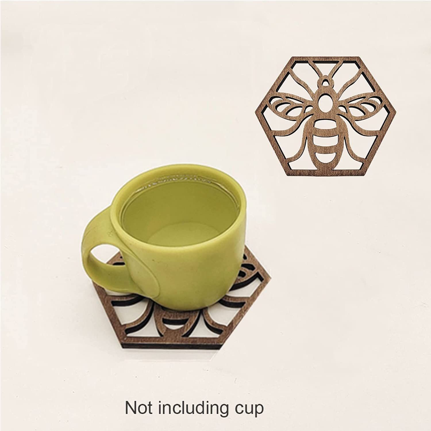 5Pcs Drink Coasters, Decor Bar Wooden Coaster, Honeycomb Design Furniture view 5