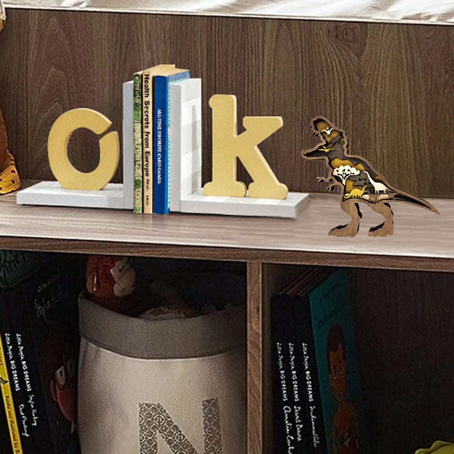 Wooden Dinosaur Decor,Tyrannosaurus Rex Statues and Figurines,Table Knacks view 2