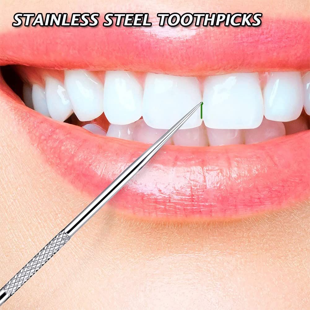 Stainless Steel Metal Toothpicks 3 Packs Teeth Cleaning Tools Set Consists of view 4