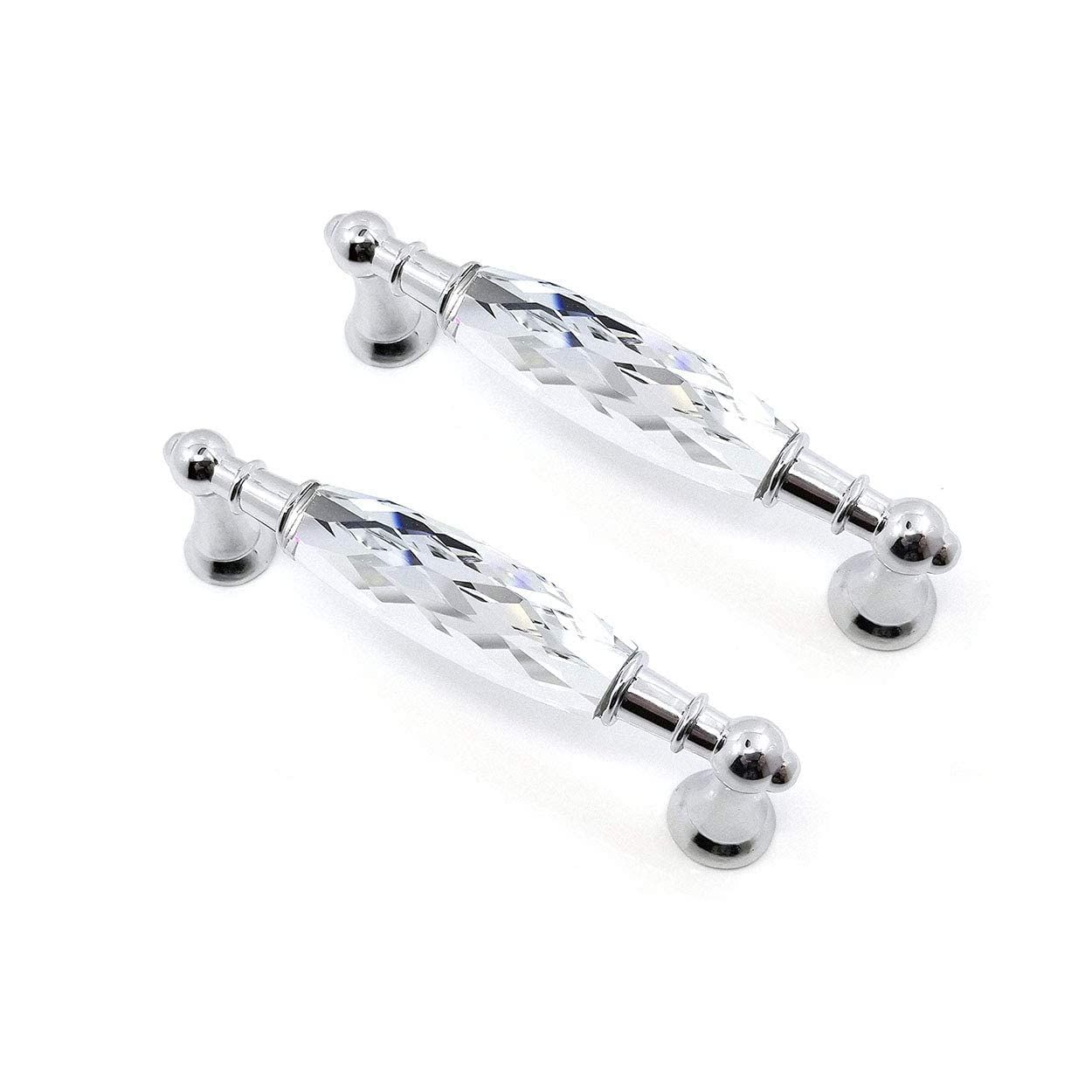2Pcs Crystal Drawer Pulls Handles 3.75'' Hole to Hole Clear Glass Cabinet — image 1