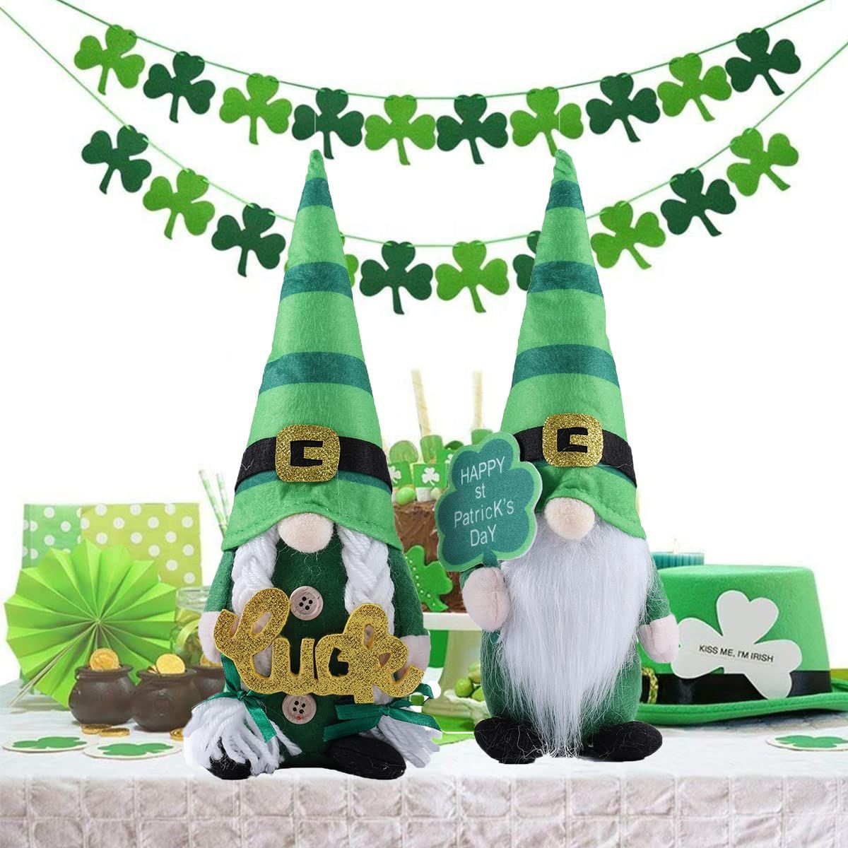 St Patricks Day Gnomes Plush Cute Mr and Mrs Scandinavian Tomte Doll St view 2