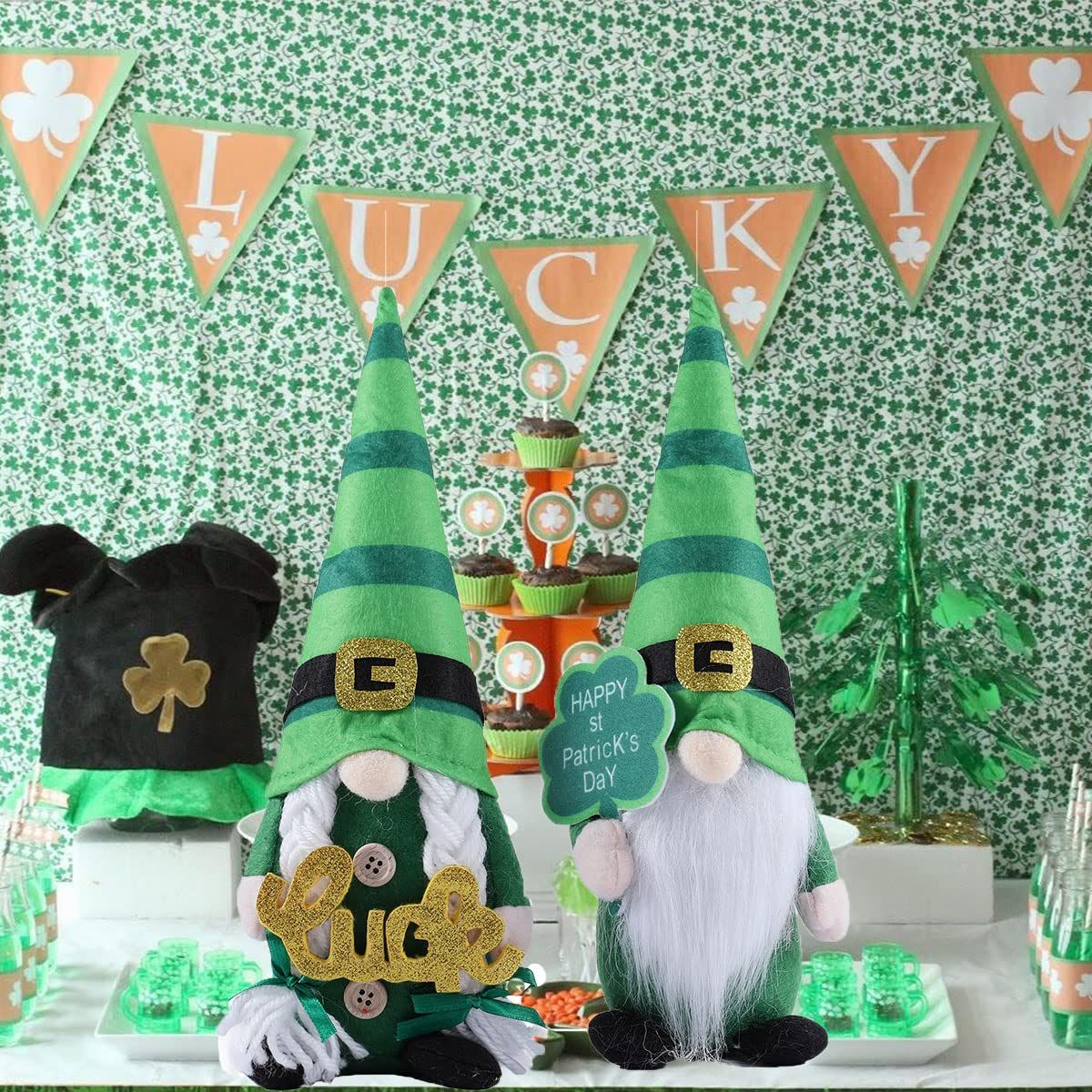St Patricks Day Gnomes Plush Cute Mr and Mrs Scandinavian Tomte Doll St view 3