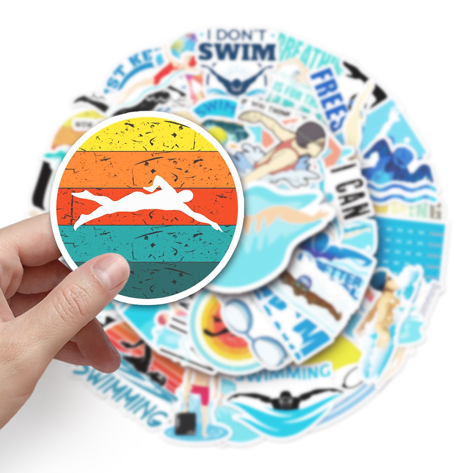 Swimming Stickers,50 PCS Waterproof Aesthetic Stickers Pack for Water Bottle view 5