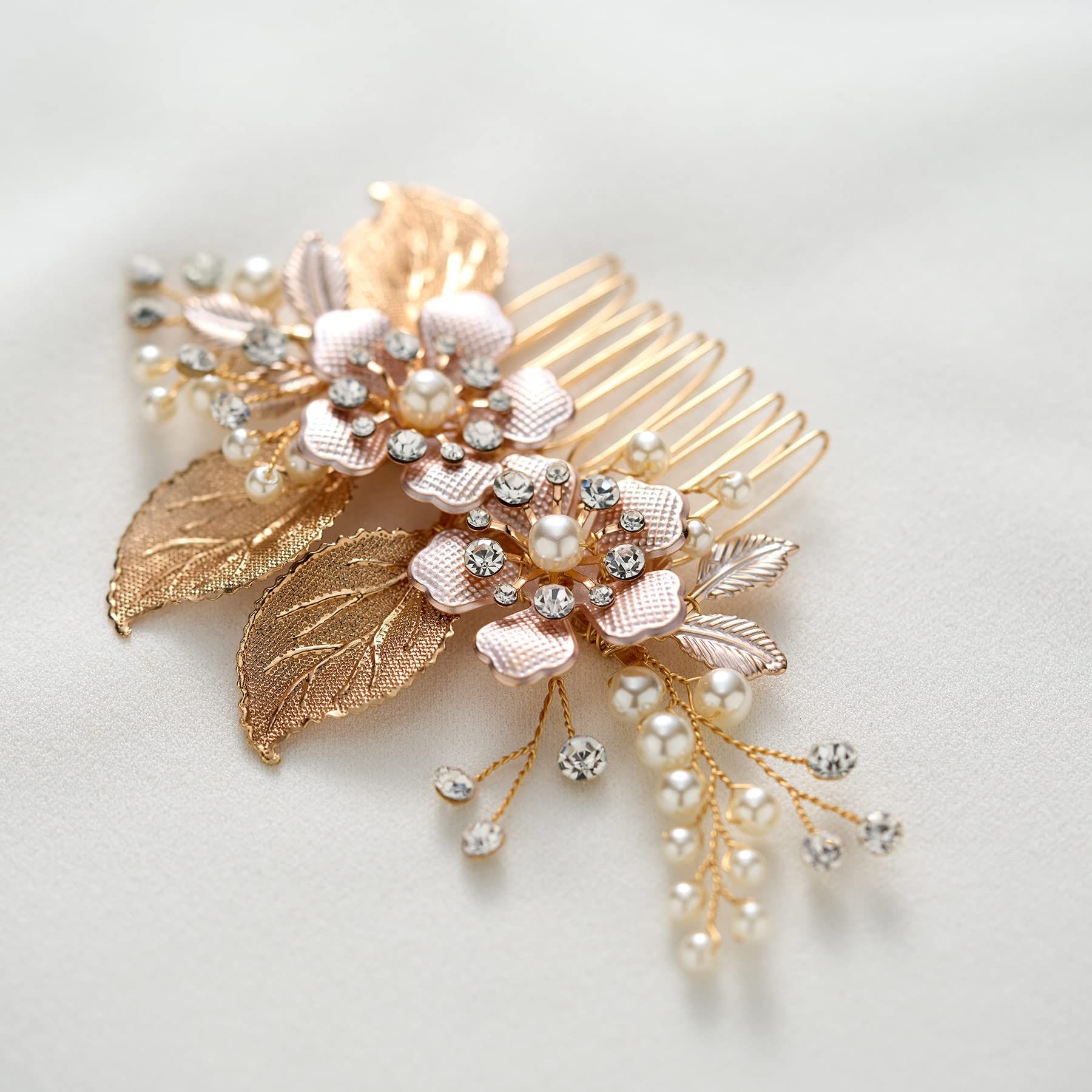 Gold Wedding Hair Comb-Handmade Bridal Hair Clip Wedding Hair Accessories for view 4