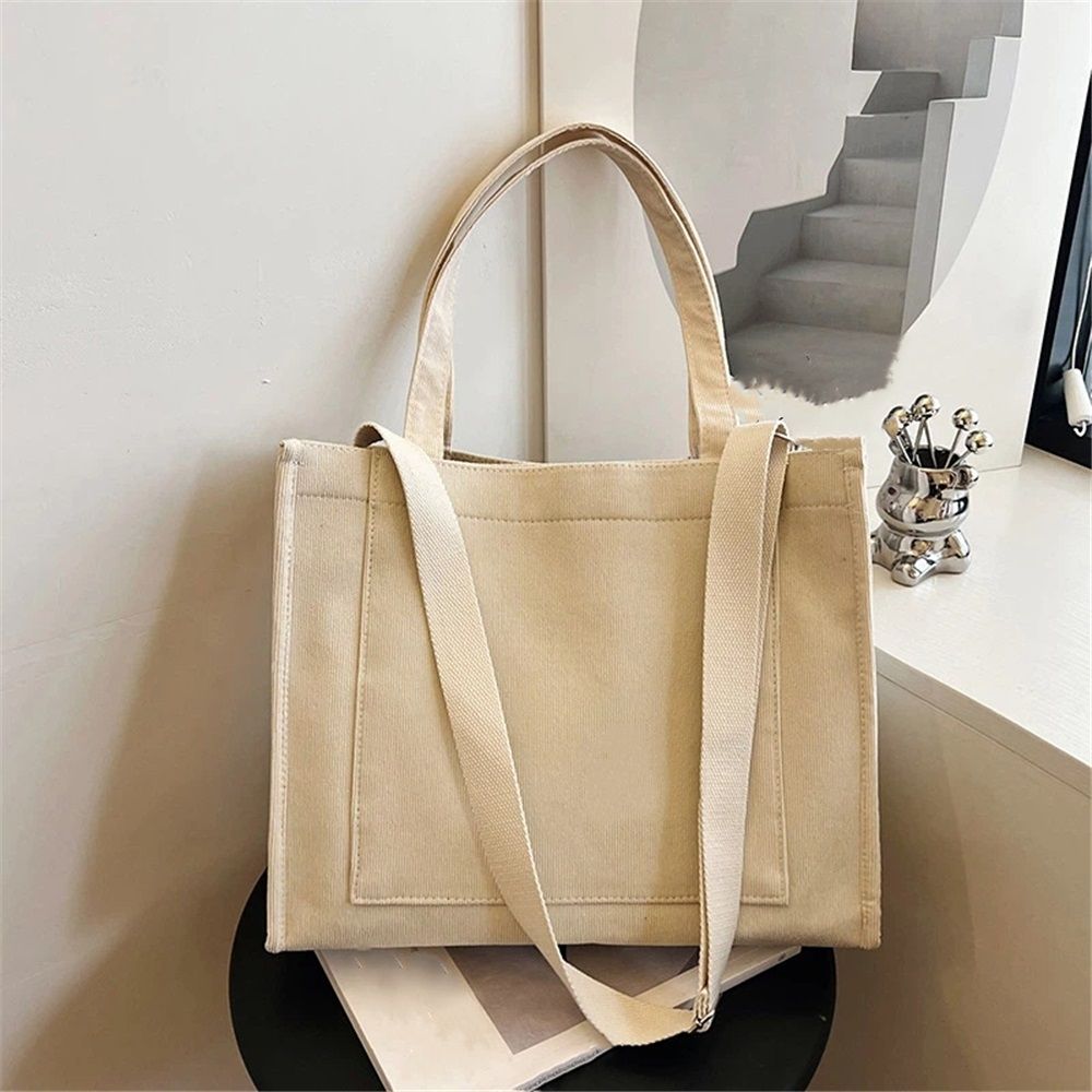 Tote Bag for Women, Corduroy Tote Bag with Zipper Large Crossbody Shoulder Bag — image 1
