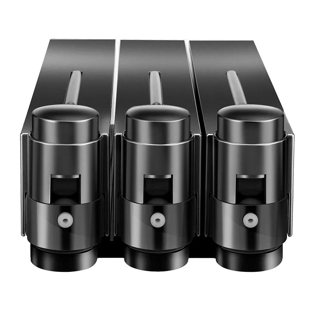 Wall Mounted Dispenser, 3 Chamber Manual Shower Pump Organizer Refillable view 3