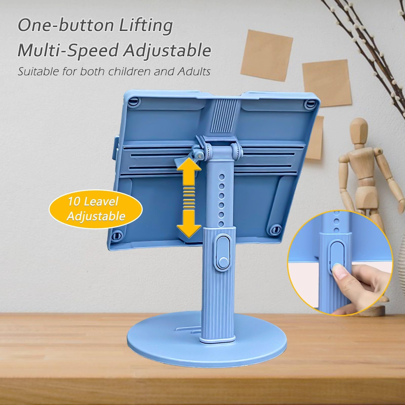 Adjustable Book Stand for Reading Foldable Book Holder Adjust Height Table view 4