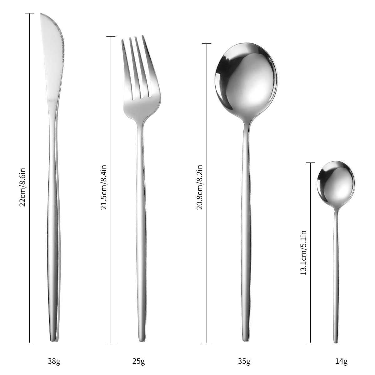 4-Piece Tableware Set, Mirror Polished Kitchen Utensils with Dinner Fork view 2