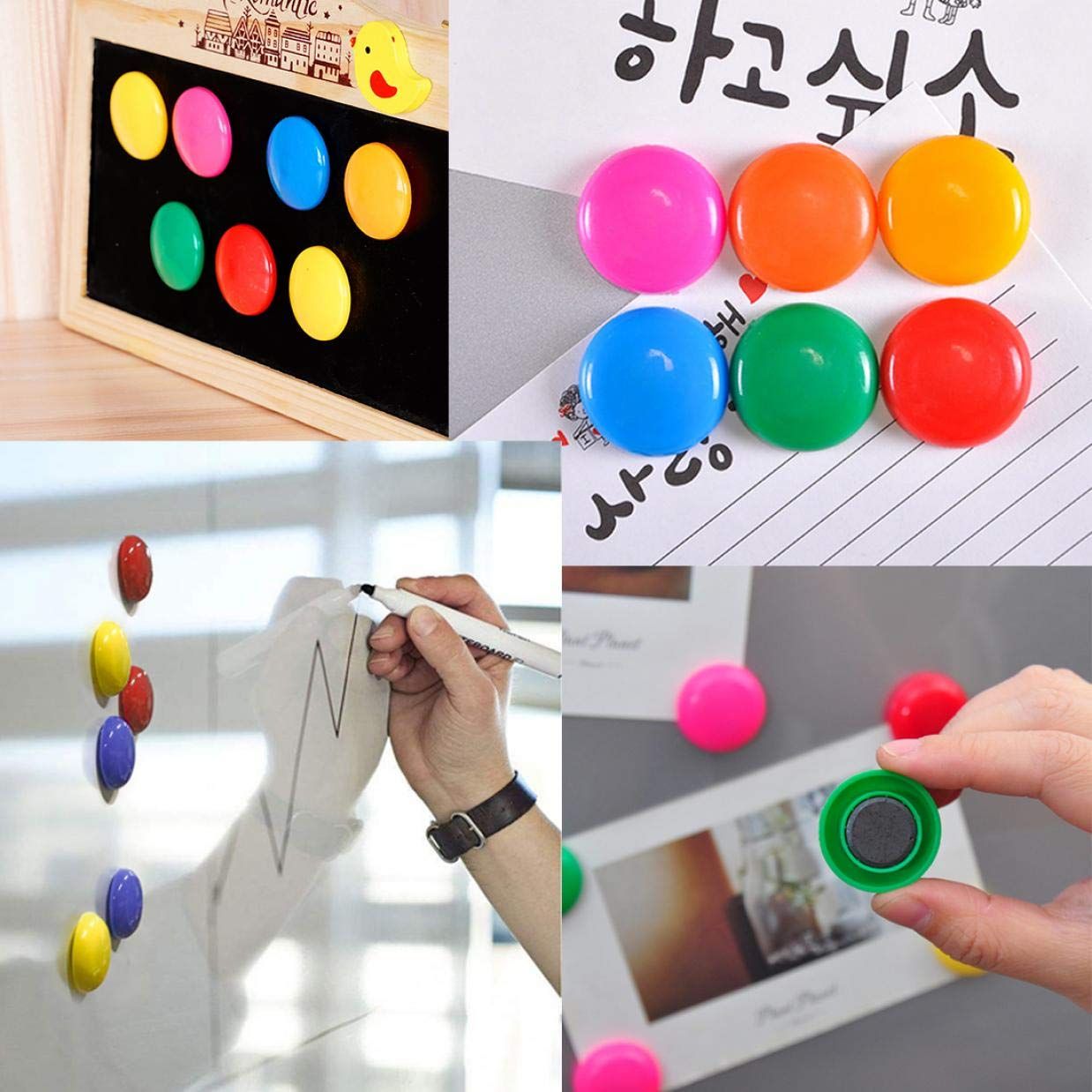 60pcs Assorted Whiteboard Magnets Round Button Fridge Magnet Refrigerator view 3