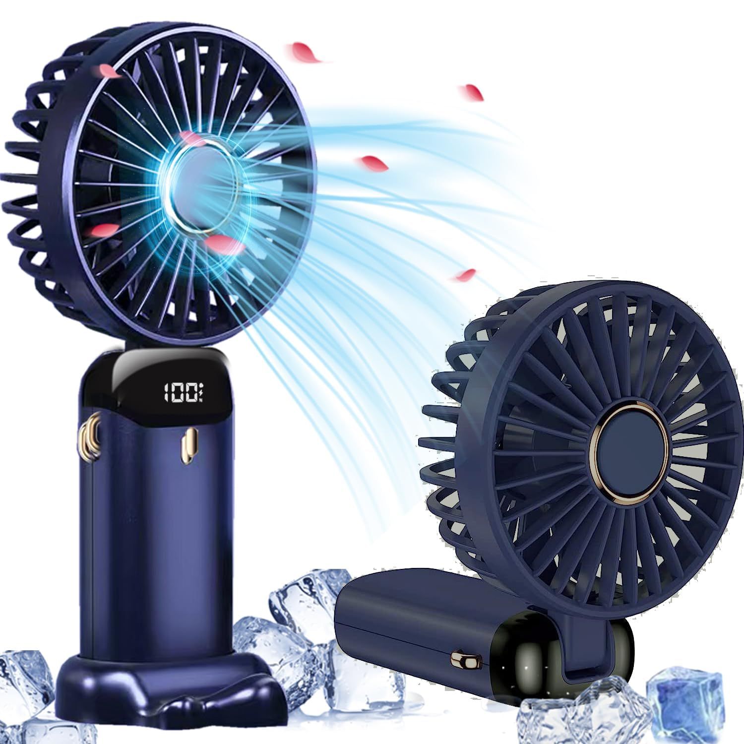 Portable Handheld Fan Hand Held fan 5 Speeds USB Rechargeable Personal Pocket — image 1