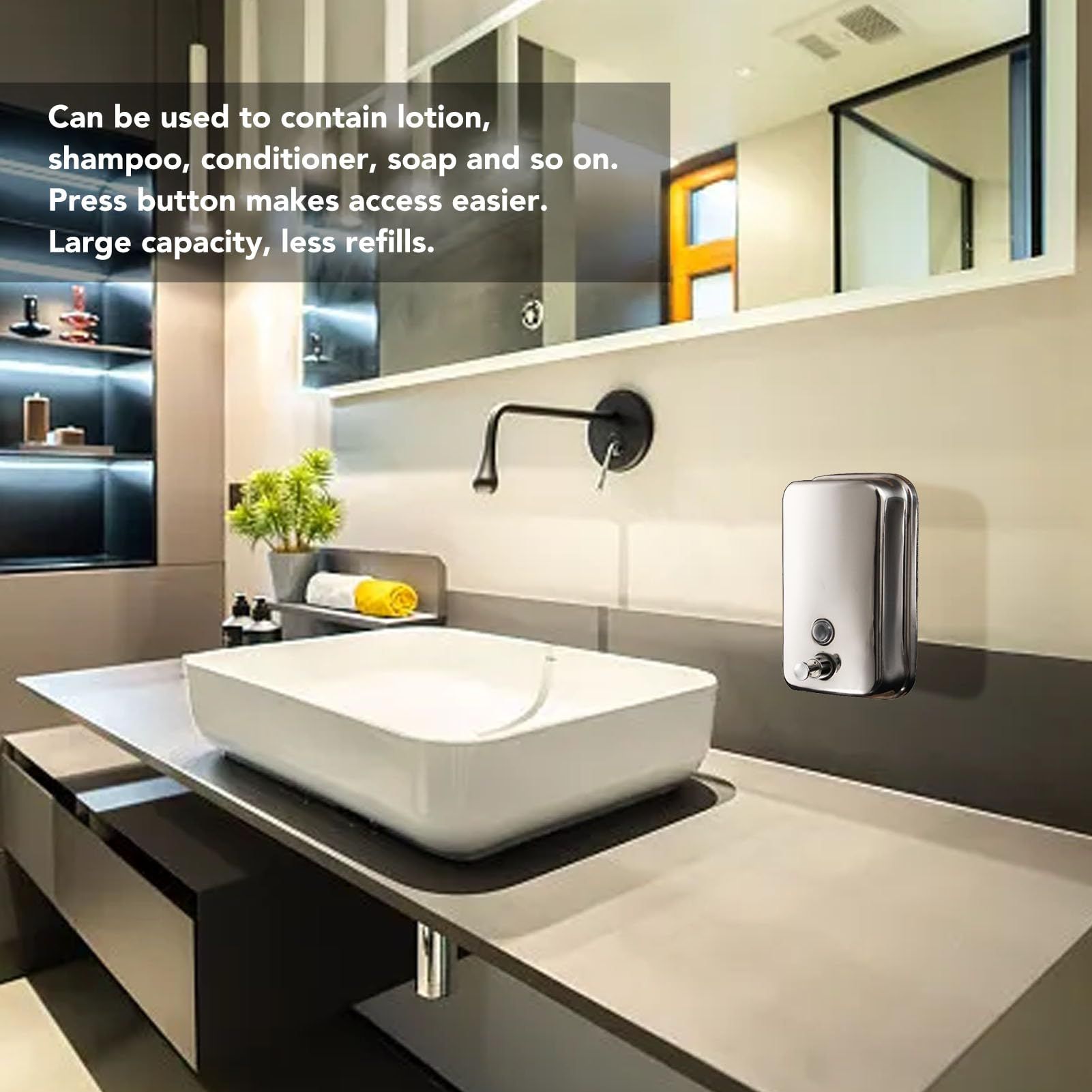 1Pcs Soap Dispenser Wall Mount - 304 Stainless Steel 17oz Capacity Wall view 3