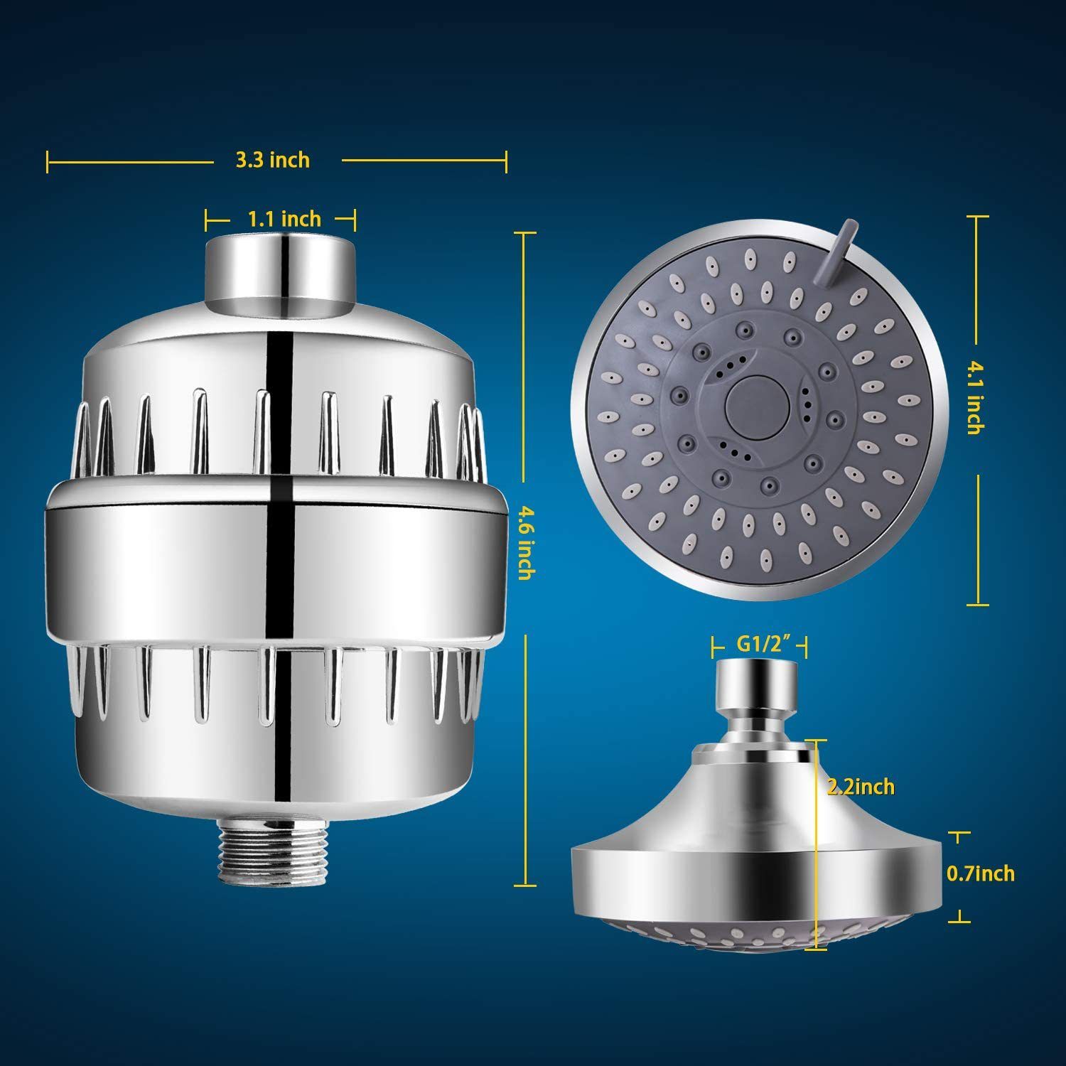 High Output Universal Shower Filter with Replaceable Cartridge view 2