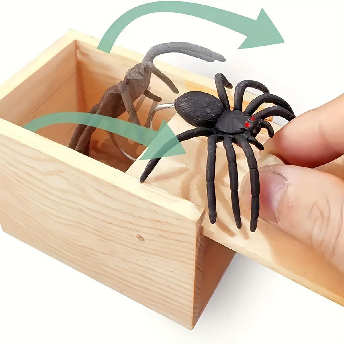 Wooden Spider Prank Box, Pop Out Rubber Handmade Scare Box Prank Gag Plastic view 5