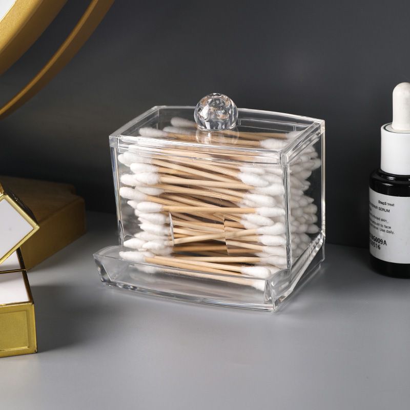 Dispenser Cotton Swab Ball Pad Holder Compact Organizer Bathroom Jars Bathroom view 5
