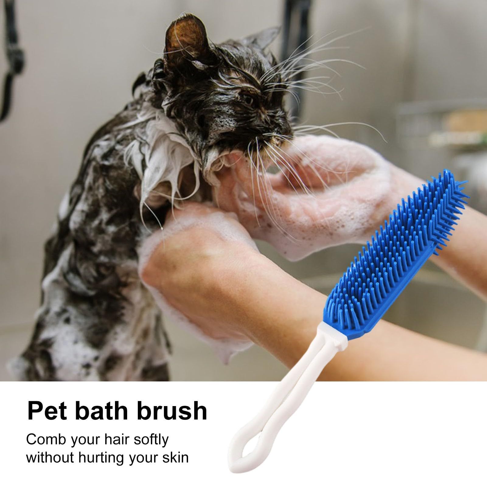 Pet Brush Dog Beauty Accessories Pet Bath Brush Long Handle Soft Rubber Mane view 3