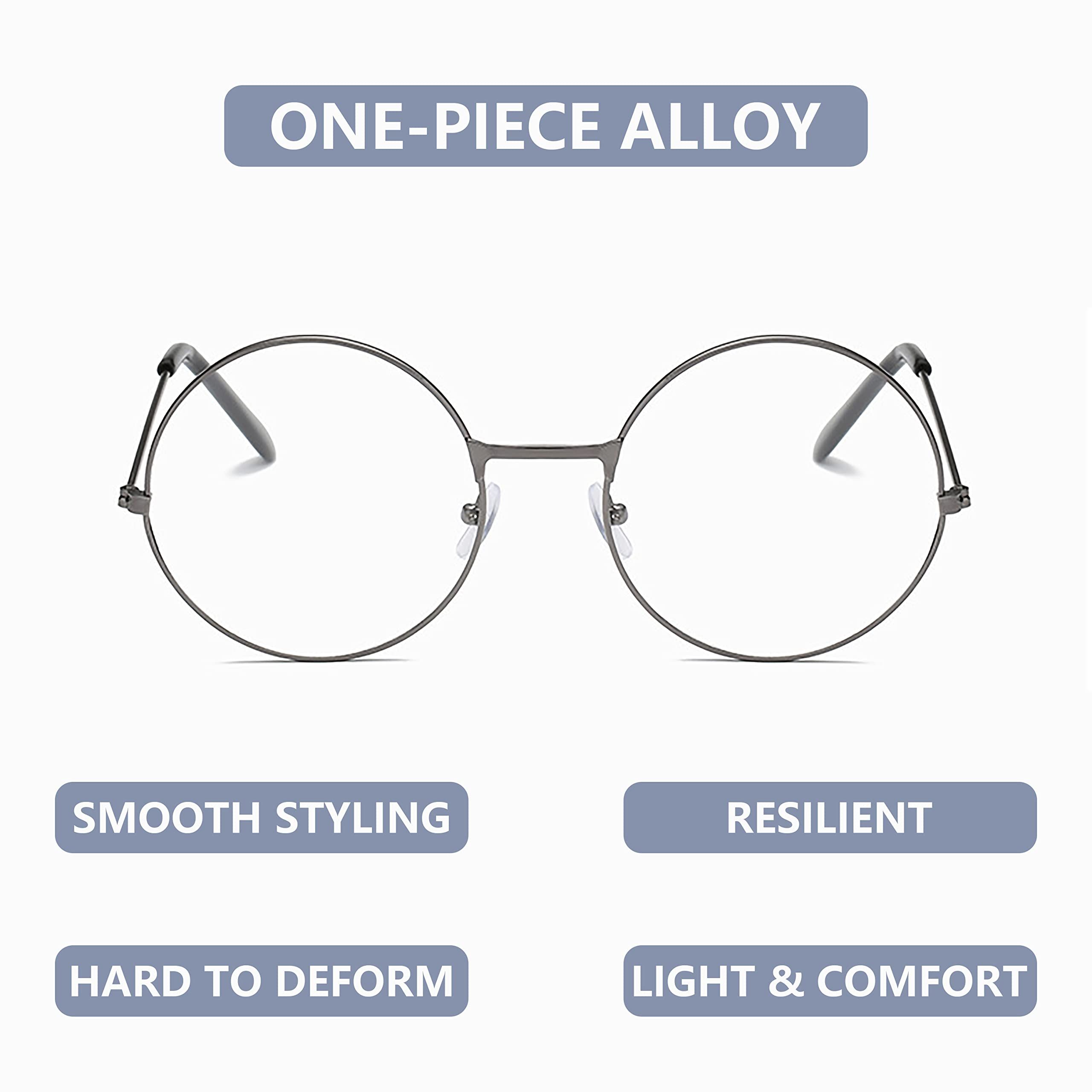 Classic Round Glasses Retro Circle Eyeglasses Clear Lens Metal Frame view 4