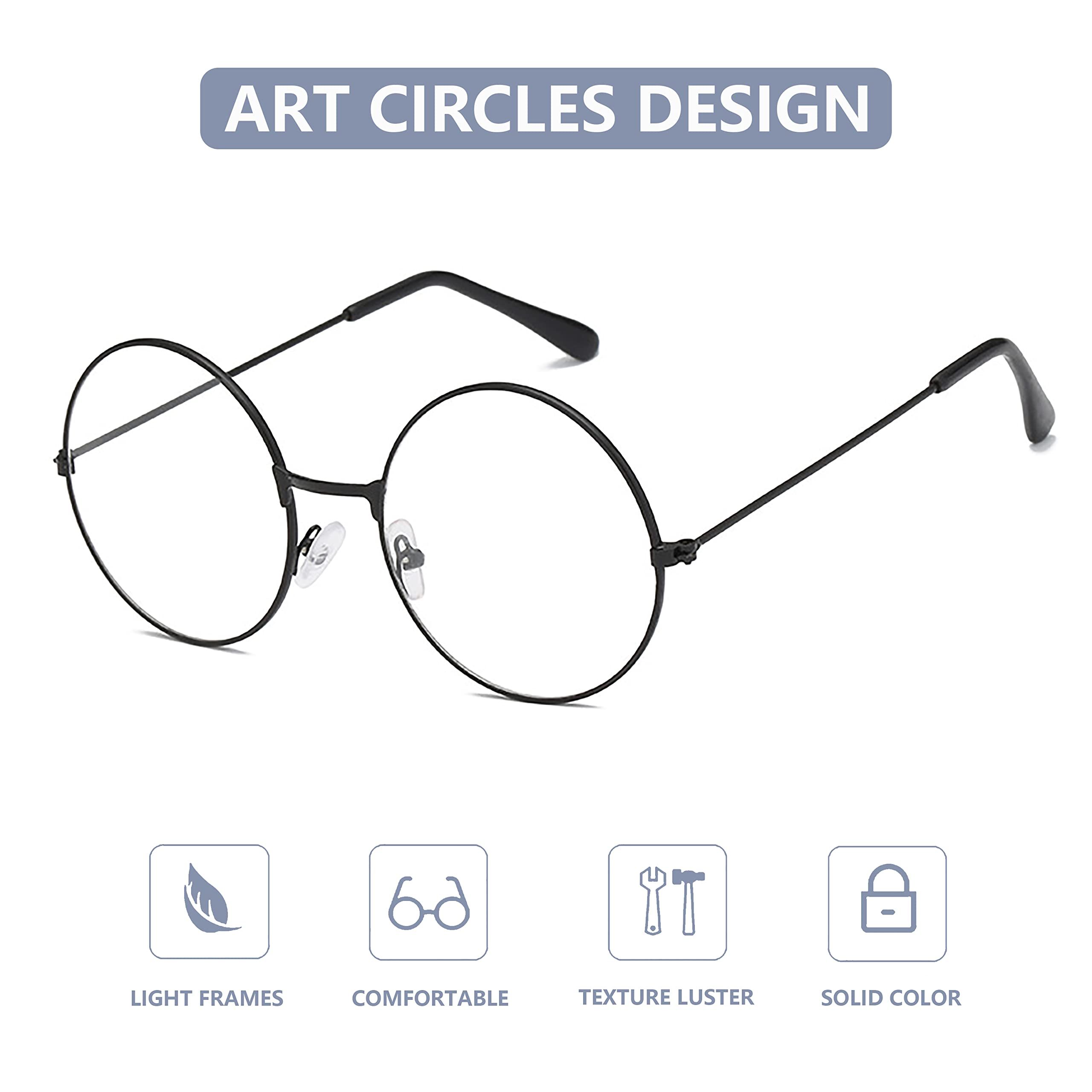 Classic Round Glasses Retro Circle Eyeglasses Clear Lens Metal Frame view 5