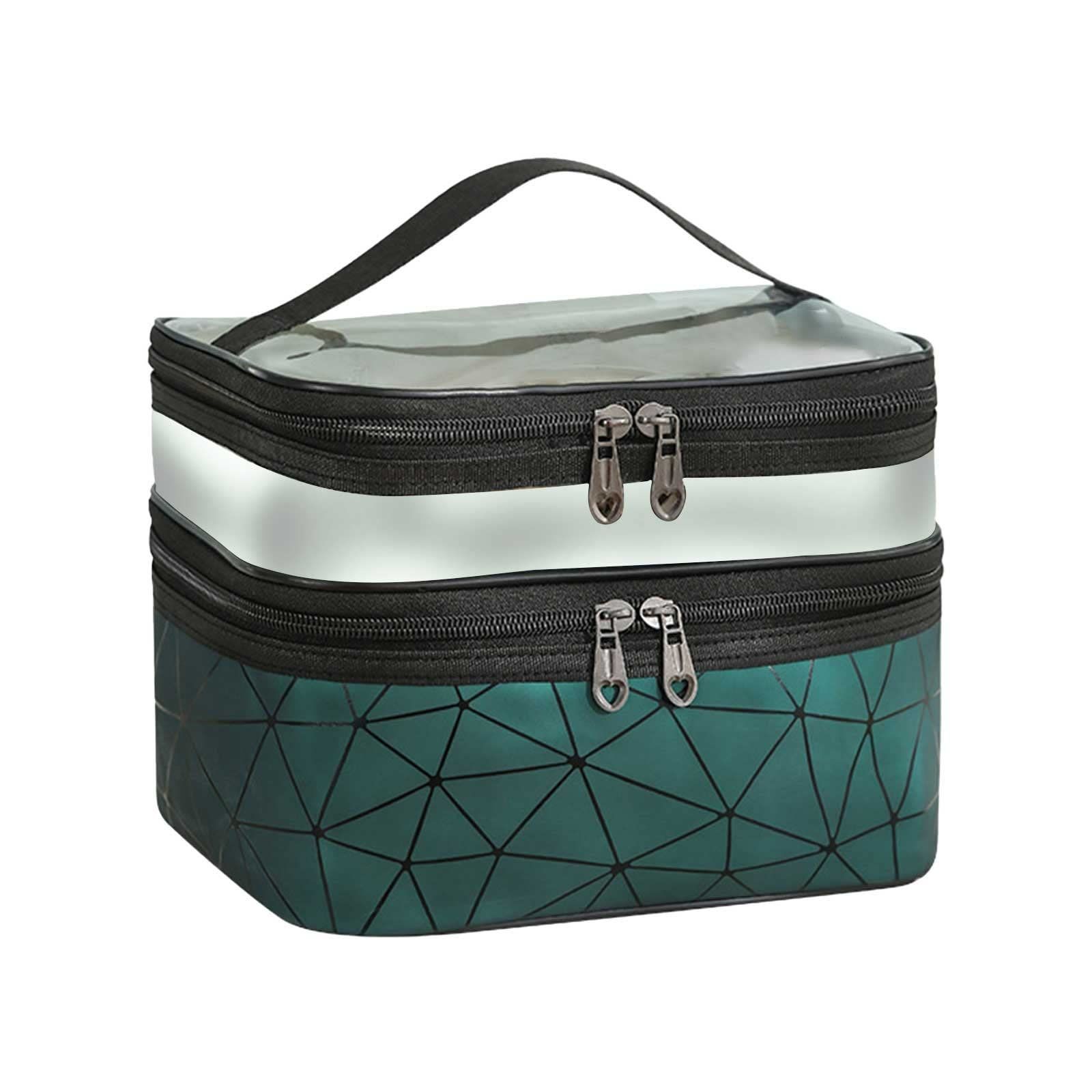 Clear Makeup Bag Large Double Layer Clear Makeup Pouch Waterproof with Handle