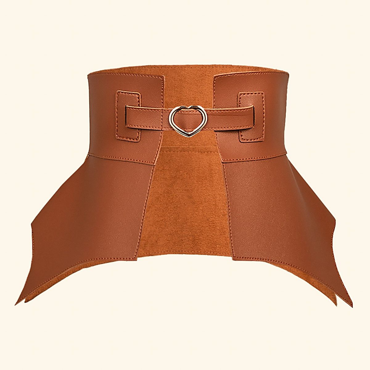 Vintage Women Faux Leather Ruffle Edge Wide Belt Strap Solid Color Waistband view 5