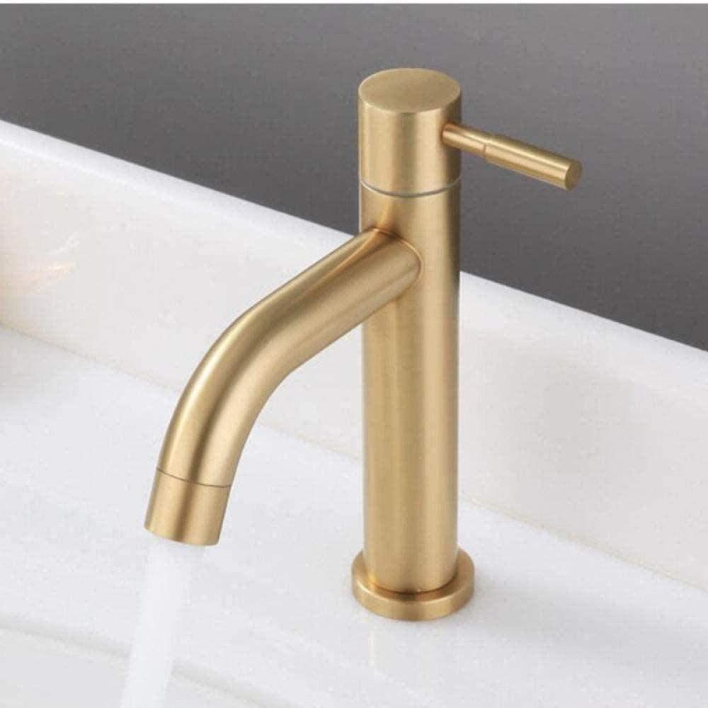 Brushed faucet, single cold water faucet, stainless steel waterfall bathroom view 5