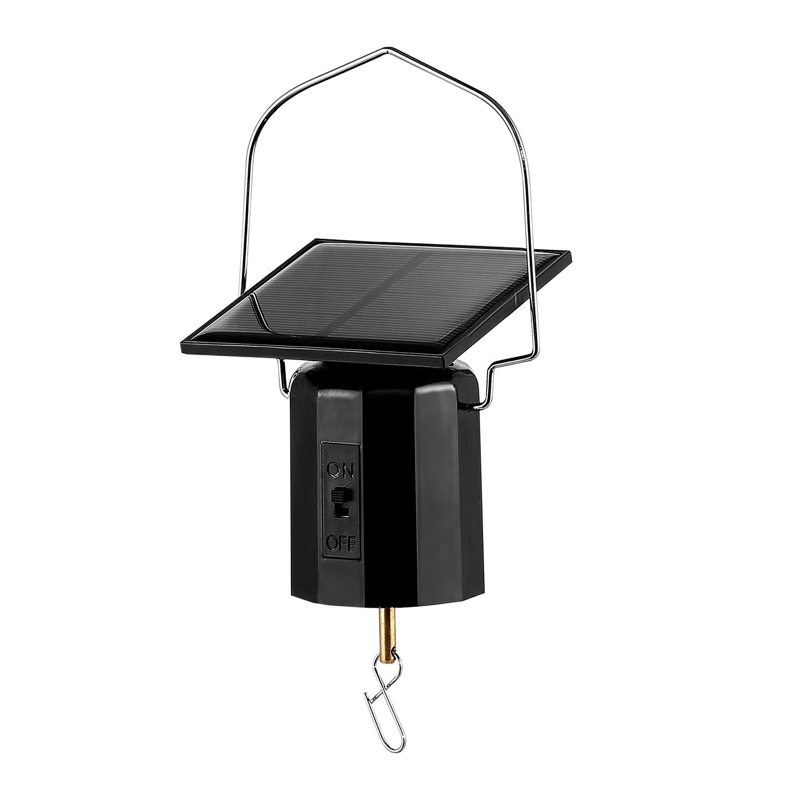 Rotating solar powered wind turbine motor for hanging garden spinners and wind