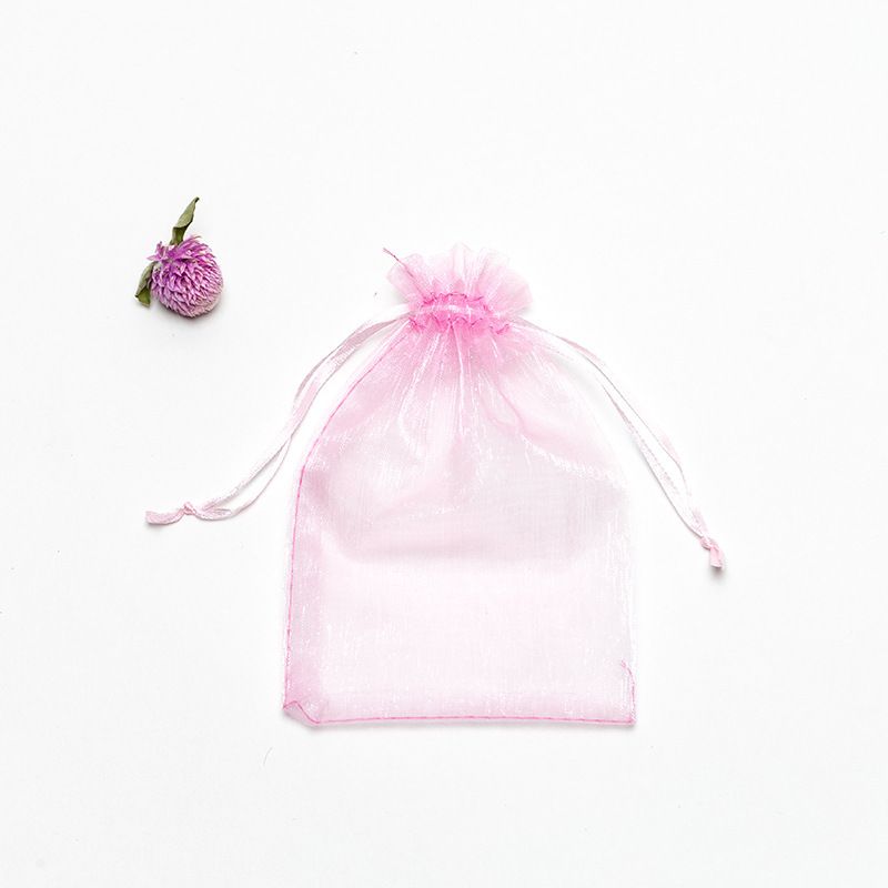50pcs Yarn bag, organza candy bouquet bag, plain color gift bag, drawstring view 3