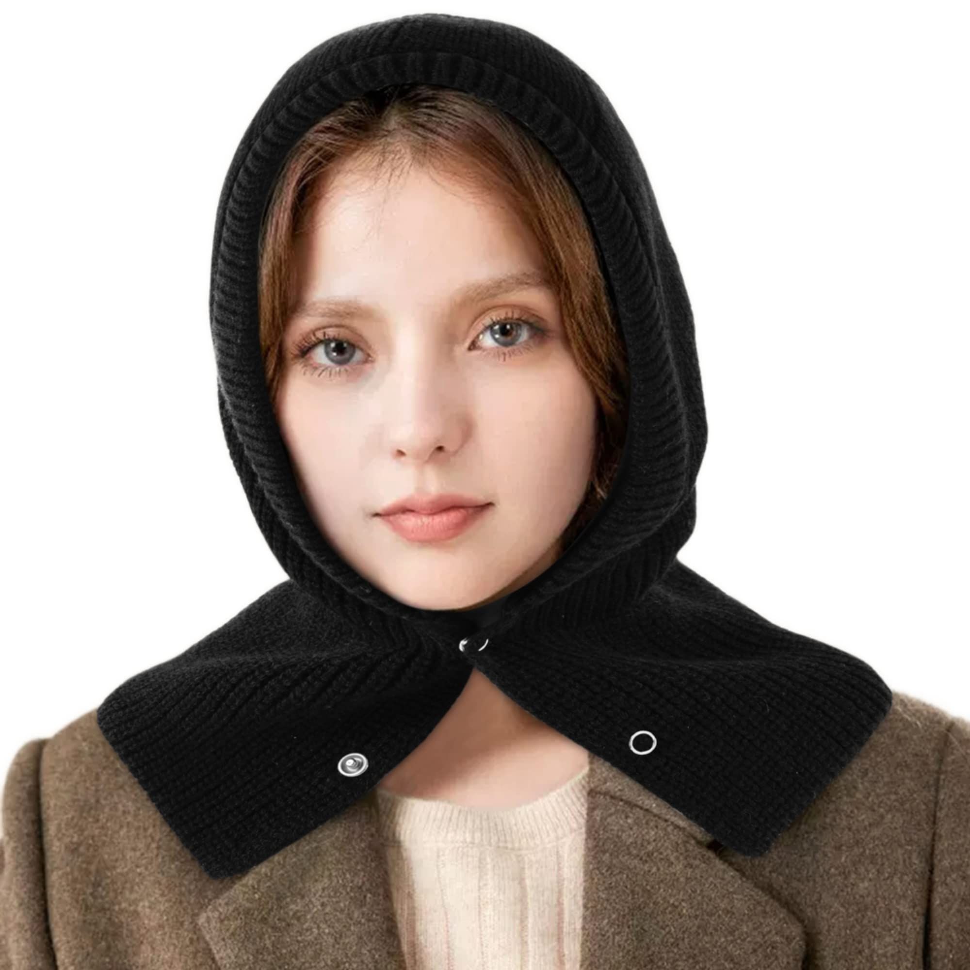 Fashion Knit Balaclava Hood Women Winter Warm Hooded Scarf Hat Soft Neck Cover