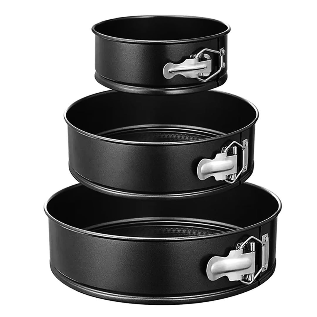 3pcs，Flat bottomed black non stick baking tray set (4 inches — image 1