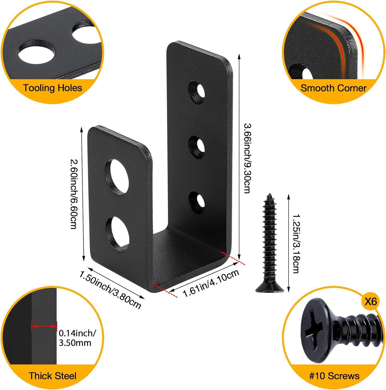 2pcs Open steel U-shaped bracket suitable for 2x4 wood view 2