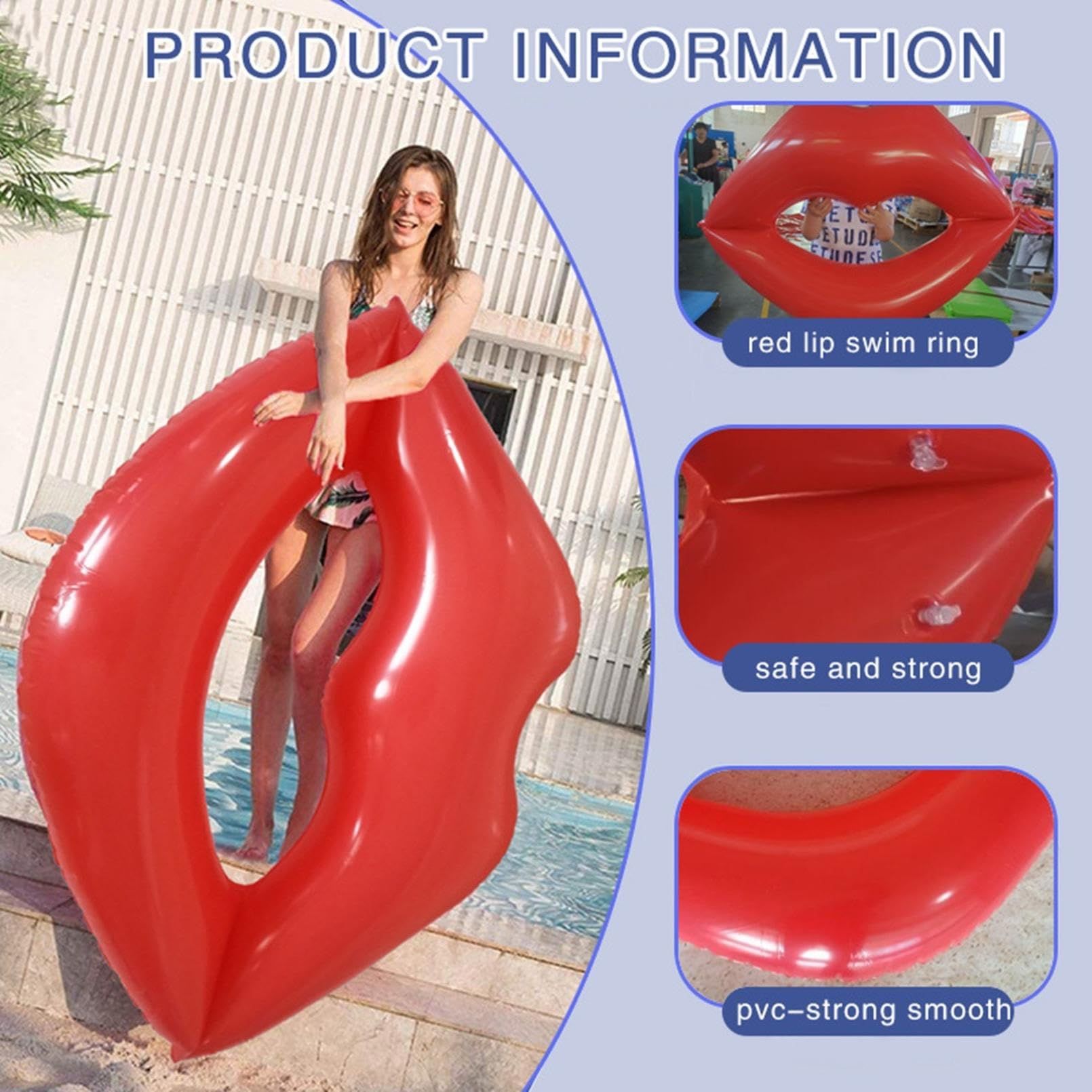 Bar Water Red Lips Red Heart Inflatable Bed Swimming Circle Floating Drainage view 5