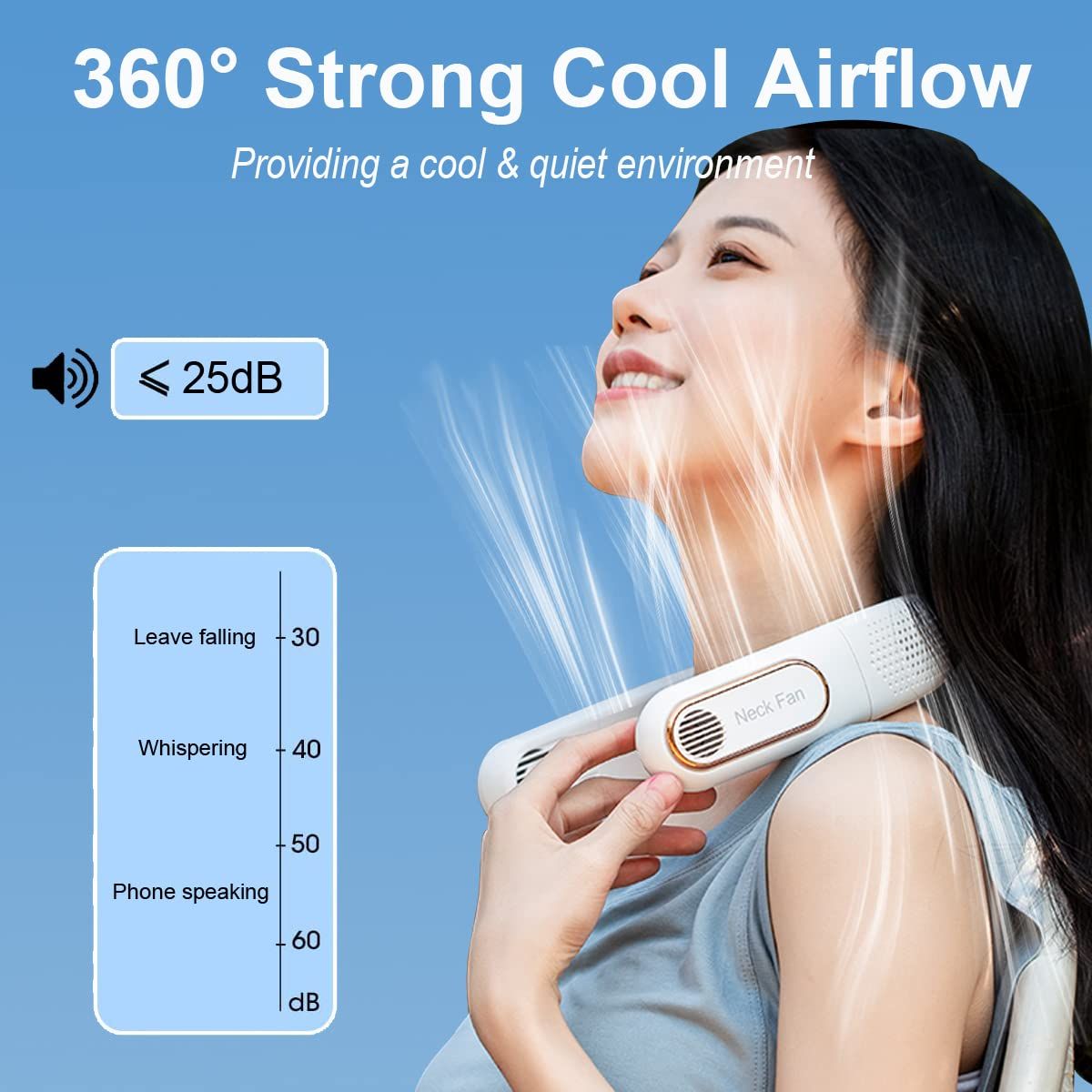Neck Fan Personal, Bladeless Personal Fan with 4 Turbo LED Display, Foldable view 3