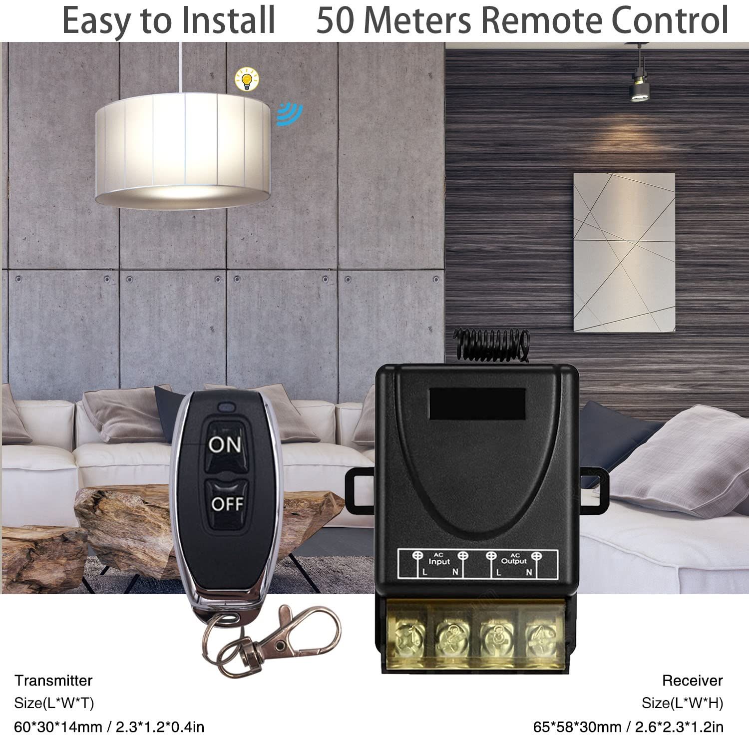 Wireless Remote Control Switch AC Relay Receiver with 2 Transmitters for Light view 5