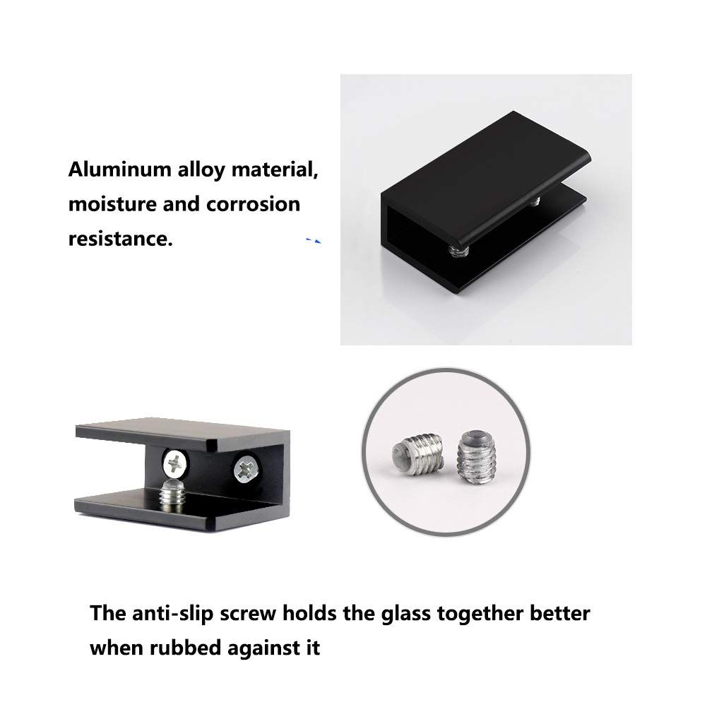 Pack of 8 Aluminum Alloy Square Glass Shelf Clamp Clip Holder Support Bracket view 4