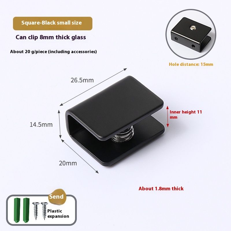 Pack of 8 Aluminum Alloy Square Glass Shelf Clamp Clip Holder Support Bracket view 5
