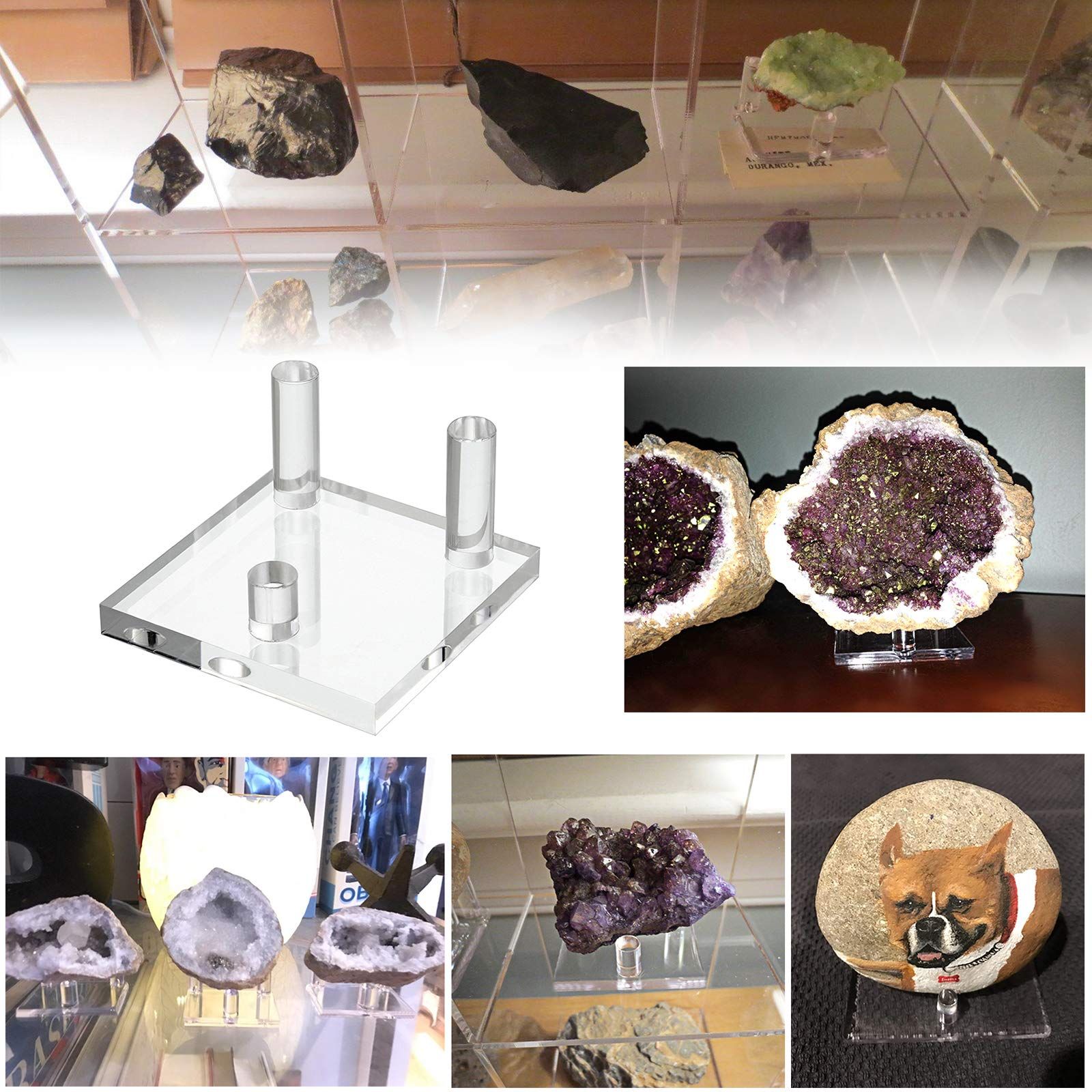 Clear Acrylic Display Stand - Three-Peg Display Easel Stands for Fossil Coral view 3