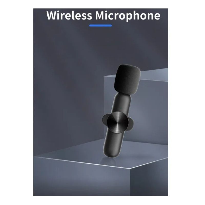 black wireless microphone Wireless Lavalier Microphone for Phone view 2