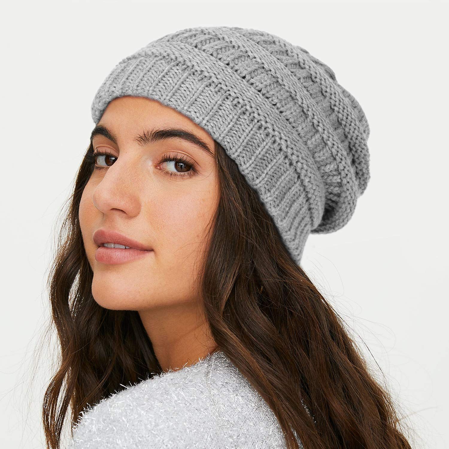 Winter knitted women's brimless beanie view 2
