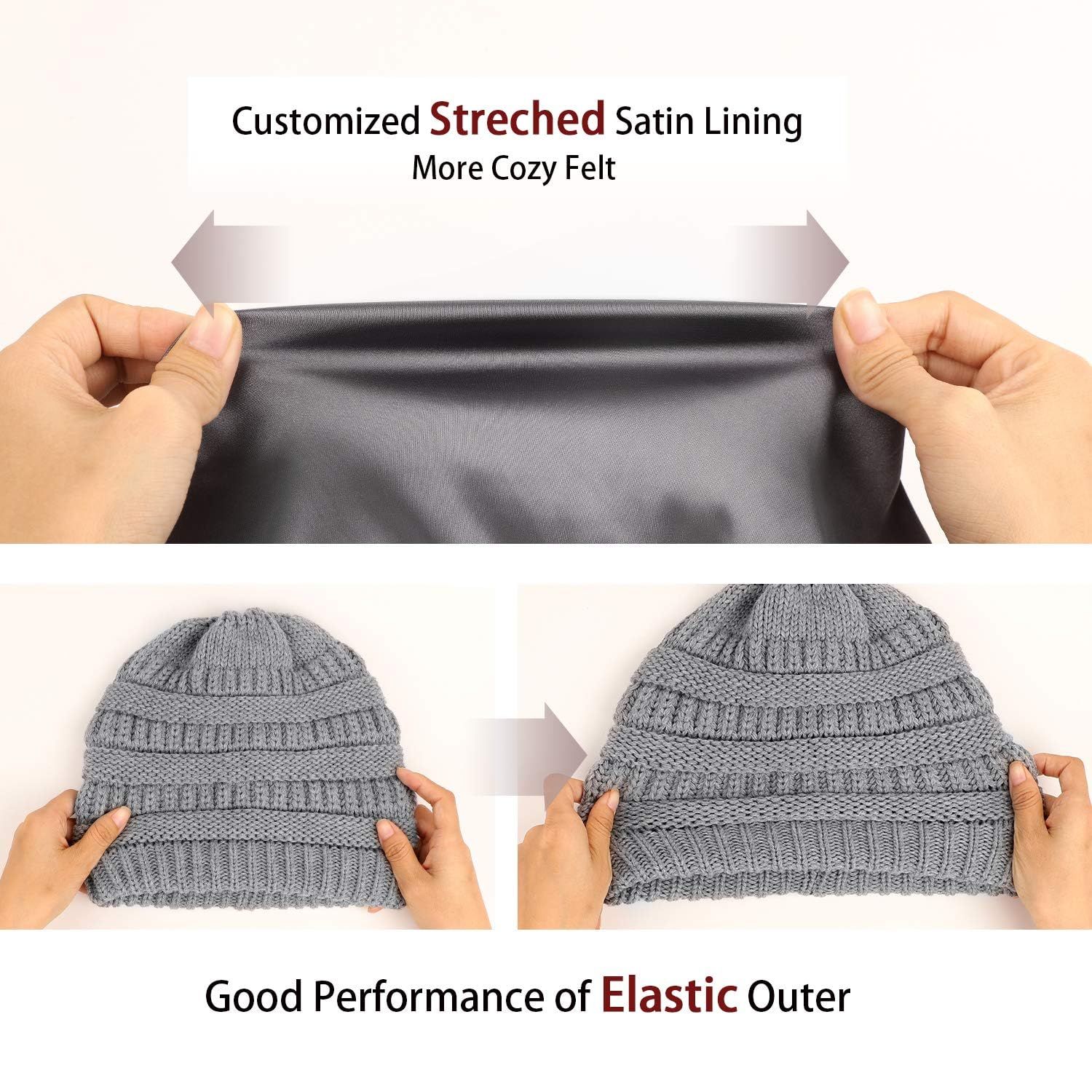 Winter knitted women's brimless beanie view 3