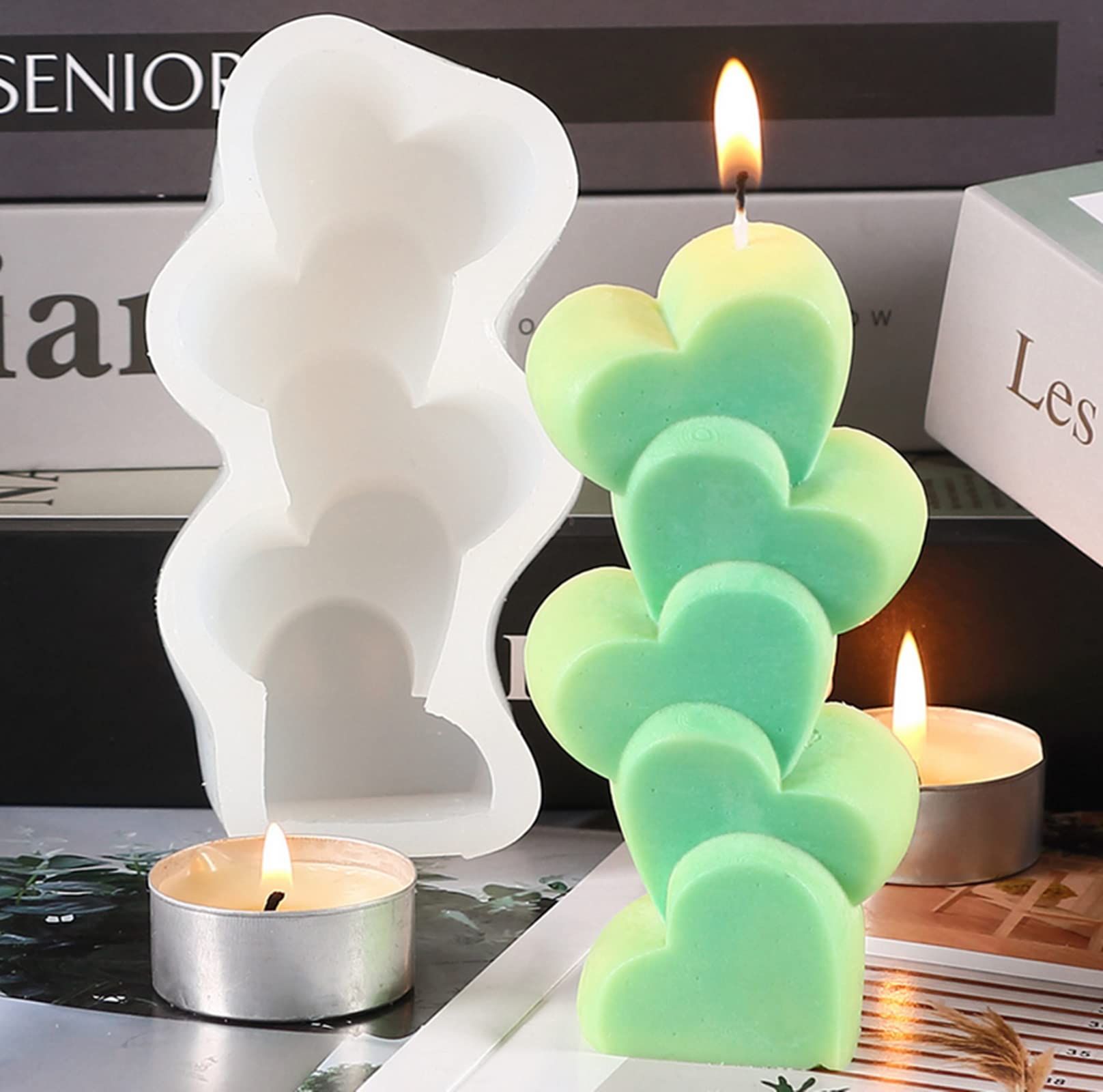 4 Pcs Stacking Hearts Shape Candle Mould view 4