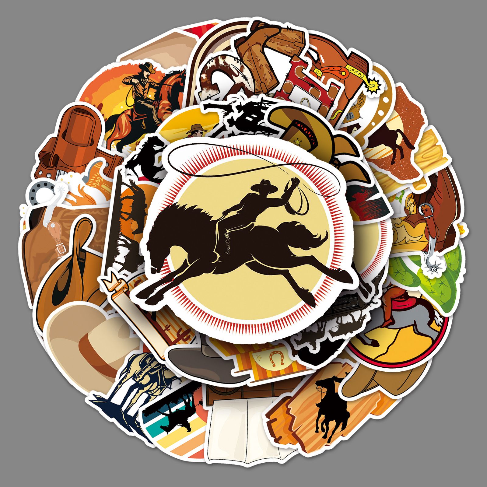 Cowboy Stickers Country Western Stickers Pack 50pcs-Suitable for Laptop Travel