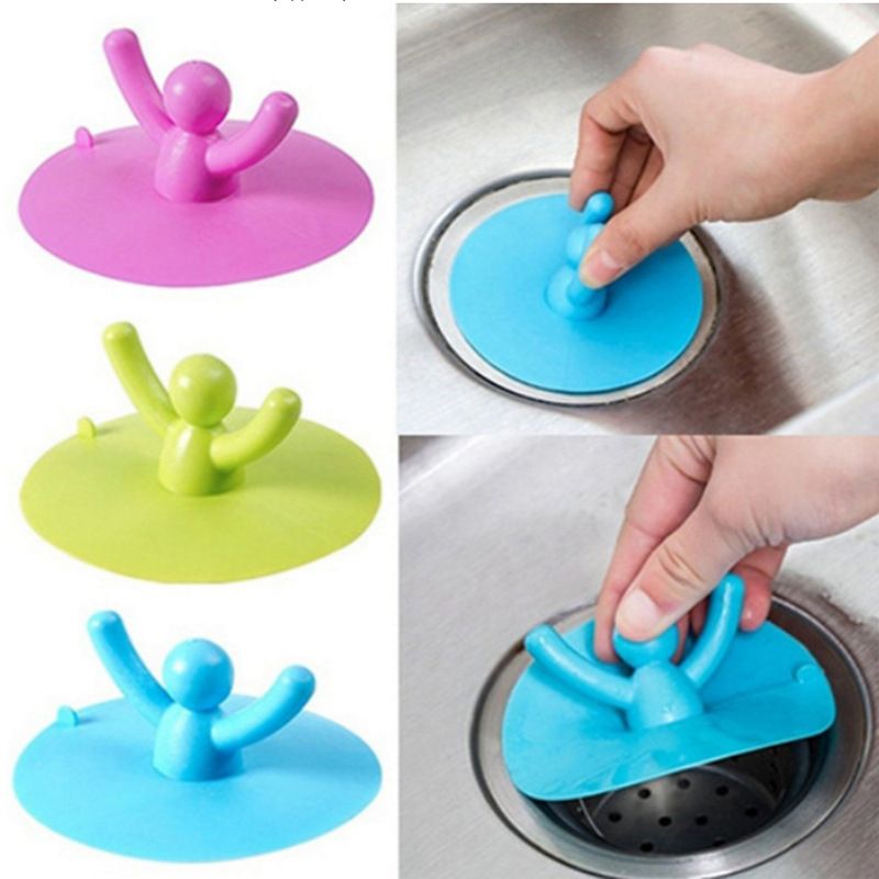 3 Pack Cute Human-Shaped Floor Drain Plug Household Kitchen Toilet Bathroom