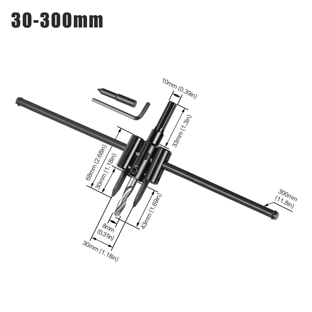 1 3/16" to 12" Adjustable Hole Saw Circle Cutter Drill Bit Tool Saw Round view 3