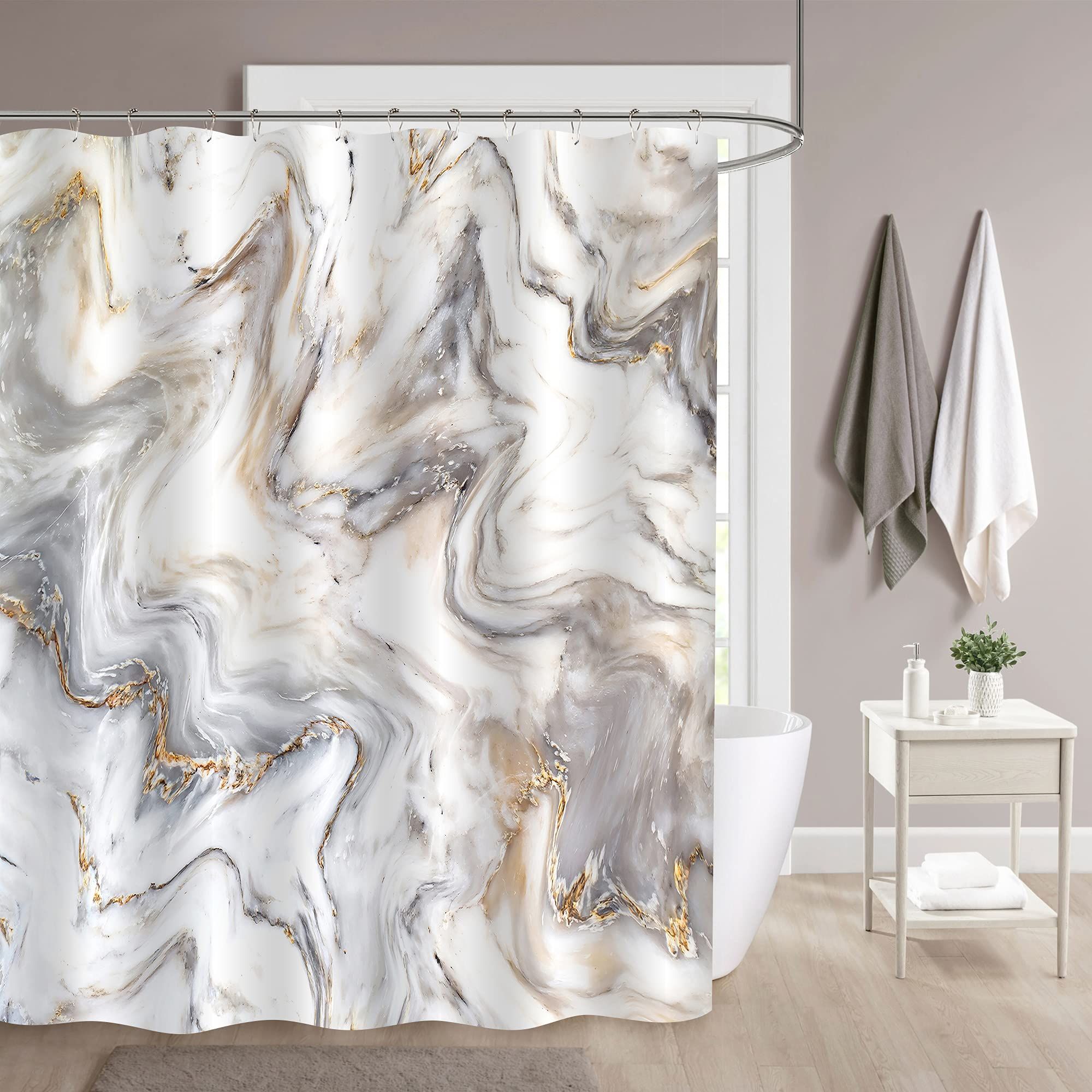 Grey Gold Marble Shower Curtain Set — image 1