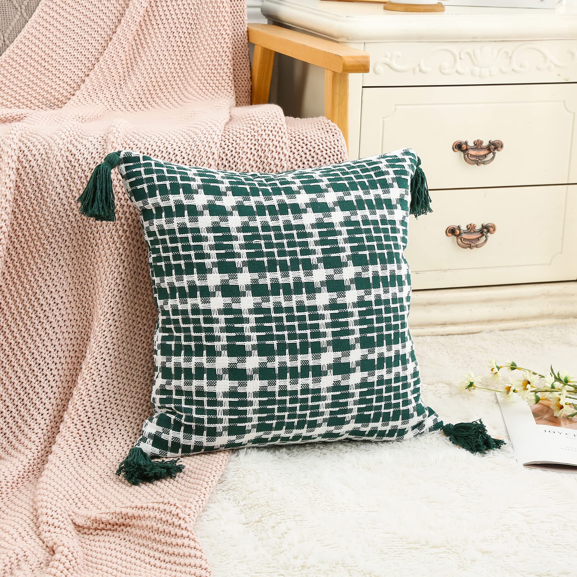 Decorative Throw Pillow Covers 18x18 Set of 2 for Couch Soft Farmhouse Cushion view 5