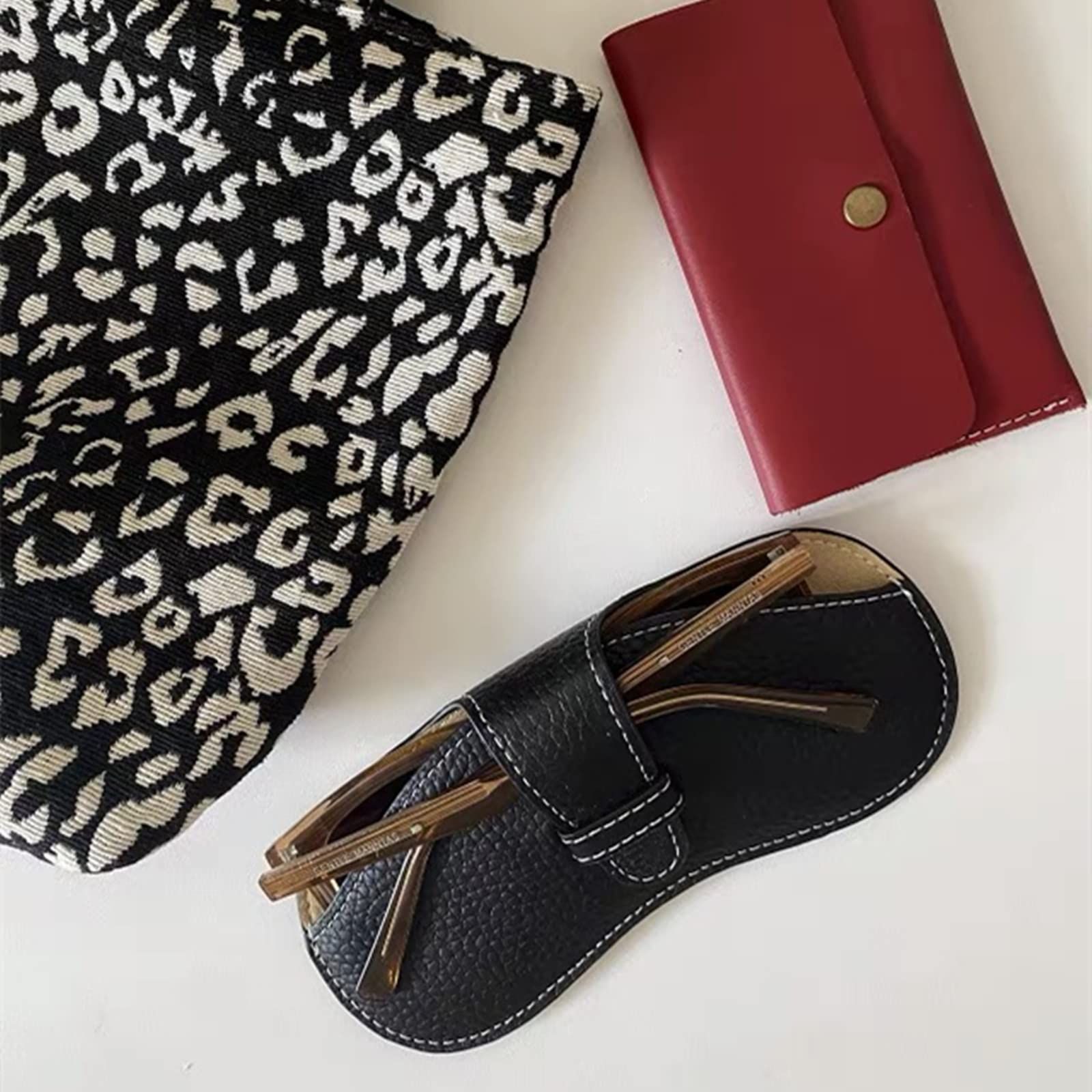 Leather Glasses Case Holder Portable Slim Sunglasses Pouch Soft Eyeglasses view 2