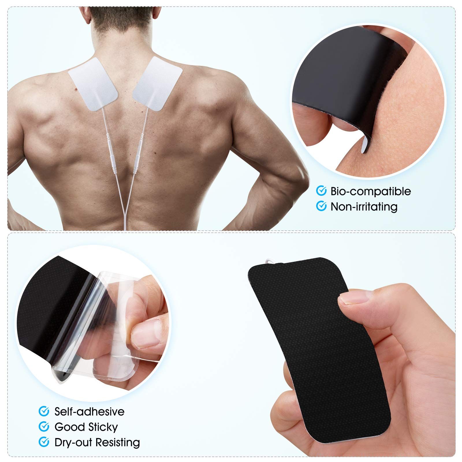 12 Pieces White Large Electrode Pads - Reusable for Pain Relief and Muscle view 3